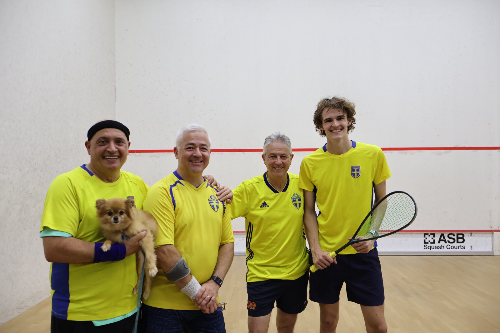 Squash player in action