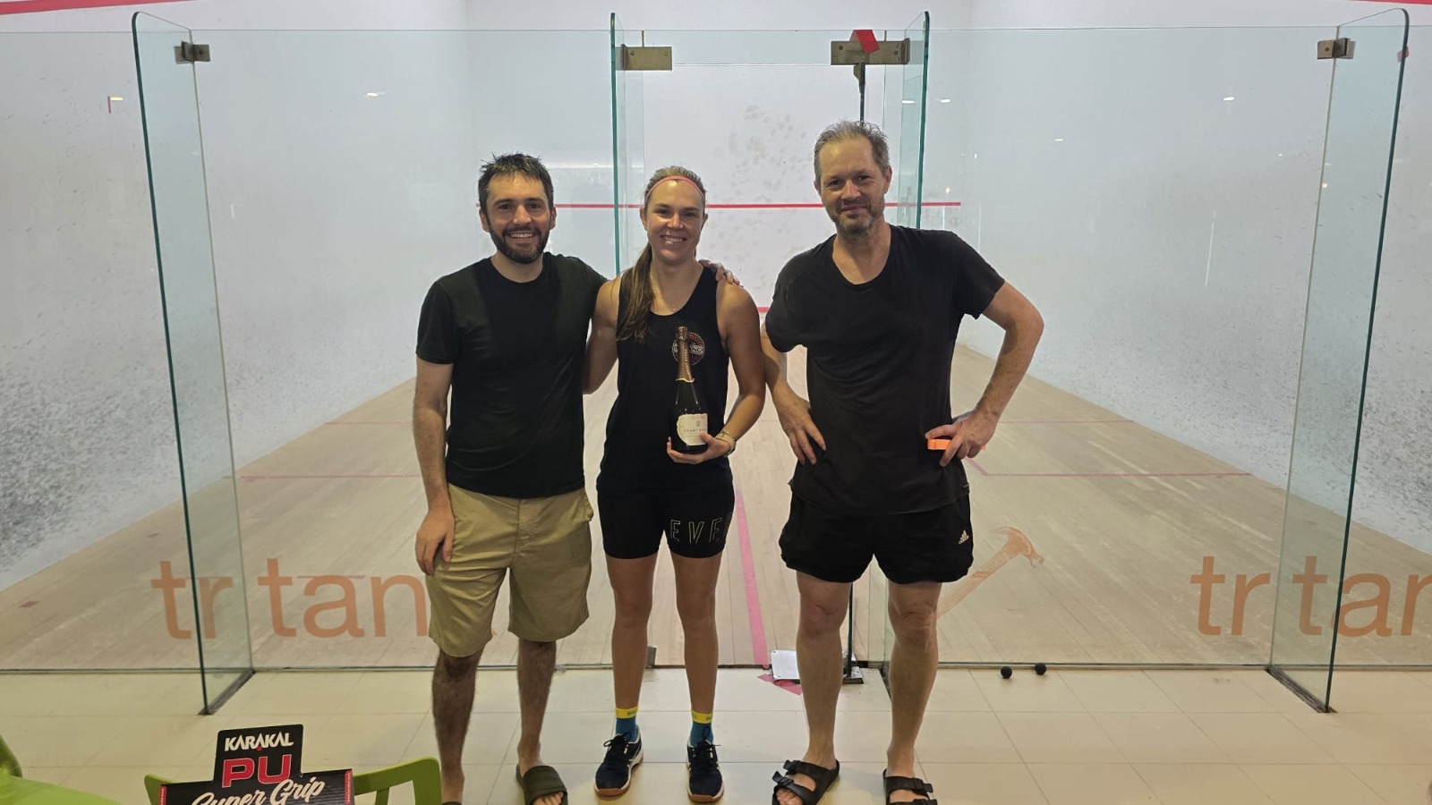 Squash player in action